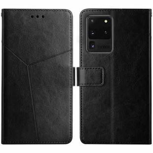 For Samsung Galaxy S20 Ultra Y Stitching Horizontal Flip Leather Case with Holder & Card Slots & Wallet & Photo Frame(Black)