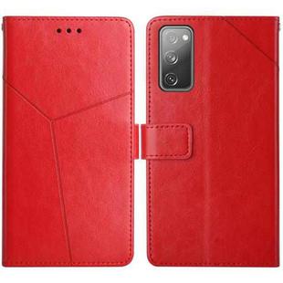 For Samsung Galaxy S20 FE Y Stitching Horizontal Flip Leather Case with Holder & Card Slots & Wallet & Photo Frame(Red)