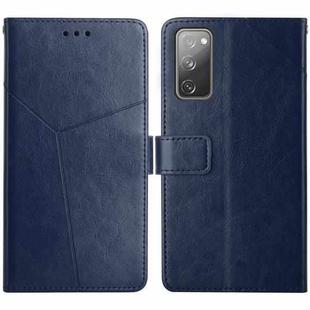For Samsung Galaxy S20 FE Y Stitching Horizontal Flip Leather Case with Holder & Card Slots & Wallet & Photo Frame(Blue)