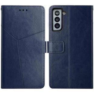 For Samsung Galaxy S21+ 5G Y Stitching Horizontal Flip Leather Case with Holder & Card Slots & Wallet & Photo Frame(Blue)