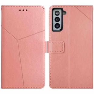For Samsung Galaxy S21+ 5G Y Stitching Horizontal Flip Leather Case with Holder & Card Slots & Wallet & Photo Frame(Rose Gold)
