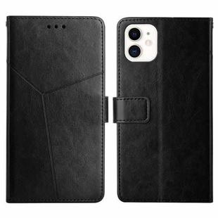For iPhone 11 Y Stitching Horizontal Flip Leather Phone Case with Holder & Card Slots & Wallet & Photo Frame (Black)