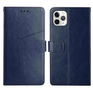 For iPhone 11 Pro Y Stitching Horizontal Flip Leather Phone Case with Holder & Card Slots & Wallet & Photo Frame (Blue)