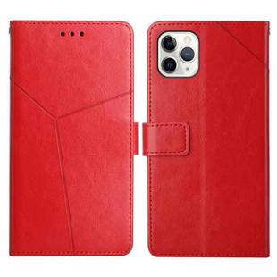 For iPhone 12 / 12 Pro Y Stitching Horizontal Flip Leather Phone Case with Holder & Card Slots & Wallet & Photo Frame(Red)