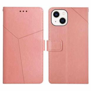 For iPhone 13 mini Y Stitching Horizontal Flip Leather Phone Case with Holder & Card Slots & Wallet & Photo Frame (Rose Gold)