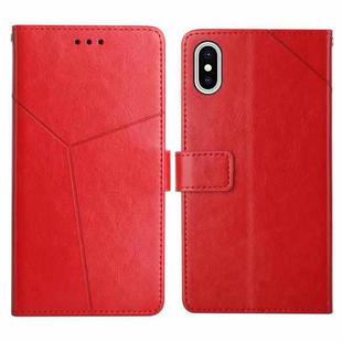 For iPhone X / XS Y Stitching Horizontal Flip Leather Phone Case with Holder & Card Slots & Wallet & Photo Frame(Red)