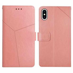 For iPhone X / XS Y Stitching Horizontal Flip Leather Phone Case with Holder & Card Slots & Wallet & Photo Frame(Rose Gold)