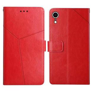 For iPhone XR Y Stitching Horizontal Flip Leather Phone Case with Holder & Card Slots & Wallet & Photo Frame(Red)