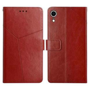 For iPhone XR Y Stitching Horizontal Flip Leather Phone Case with Holder & Card Slots & Wallet & Photo Frame(Brown)