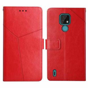 For Motorola Moto E7 Y Stitching Horizontal Flip Leather Phone Case with Holder & Card Slots & Wallet & Photo Frame(Red)