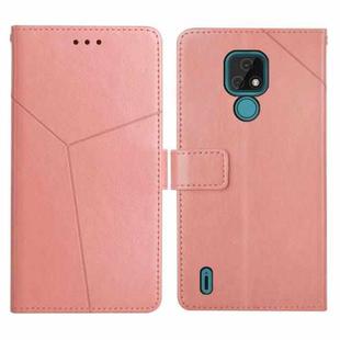 For Motorola Moto E7 Y Stitching Horizontal Flip Leather Phone Case with Holder & Card Slots & Wallet & Photo Frame(Rose Gold)