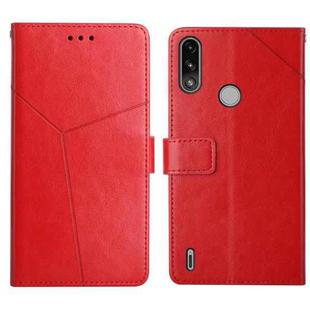For Motorola Moto E7 Power Y Stitching Horizontal Flip Leather Phone Case with Holder & Card Slots & Wallet & Photo Frame(Red)