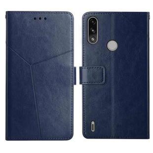 For Motorola Moto E7 Power Y Stitching Horizontal Flip Leather Phone Case with Holder & Card Slots & Wallet & Photo Frame(Blue)