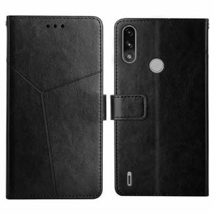 For Motorola Moto E7 Power Y Stitching Horizontal Flip Leather Phone Case with Holder & Card Slots & Wallet & Photo Frame(Black)