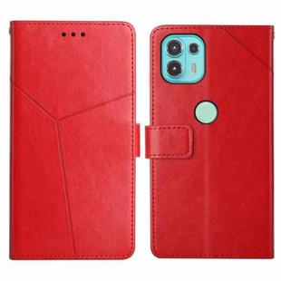 For Motorola Edge 20 Lite Y Stitching Horizontal Flip Leather Phone Case with Holder & Card Slots & Wallet & Photo Frame(Red)