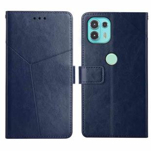 For Motorola Edge 20 Lite Y Stitching Horizontal Flip Leather Phone Case with Holder & Card Slots & Wallet & Photo Frame(Blue)