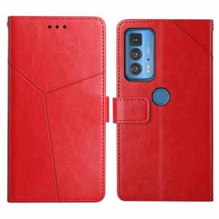 For Motorola Edge 20 Pro Y Stitching Horizontal Flip Leather Phone Case with Holder & Card Slots & Wallet & Photo Frame(Red)