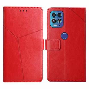 For Motorola Edge S / G100 Y Stitching Horizontal Flip Leather Phone Case with Holder & Card Slots & Wallet & Photo Frame(Red)