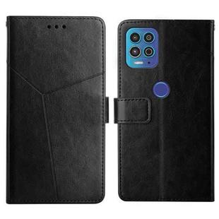 For Motorola Edge S / G100 Y Stitching Horizontal Flip Leather Phone Case with Holder & Card Slots & Wallet & Photo Frame(Black)
