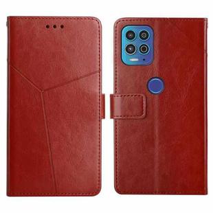 For Motorola Edge S / G100 Y Stitching Horizontal Flip Leather Phone Case with Holder & Card Slots & Wallet & Photo Frame(Brown)