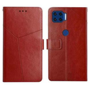 For Motorola Moto G 5G Plus Y Stitching Horizontal Flip Leather Phone Case with Holder & Card Slots & Wallet & Photo Frame(Brown)