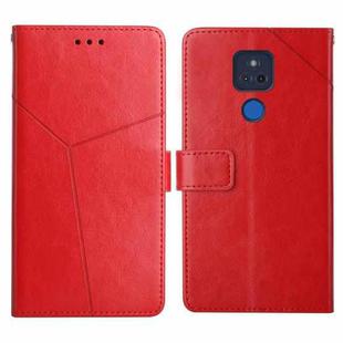 For Motorola Moto G Play 2021 Y Stitching Horizontal Flip Leather Phone Case with Holder & Card Slots & Wallet & Photo Frame(Red)