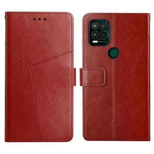 For Motorola Moto G Stylus 5G Y Stitching Horizontal Flip Leather Phone Case with Holder & Card Slots & Wallet & Photo Frame(Brown)