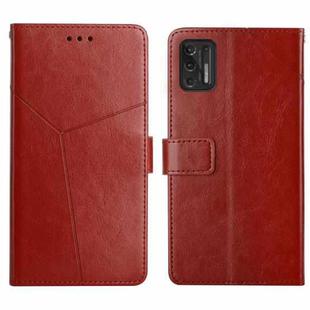 For Motorola Moto G Stylus 2021 Y Stitching Horizontal Flip Leather Phone Case with Holder & Card Slots & Wallet & Photo Frame(Brown)