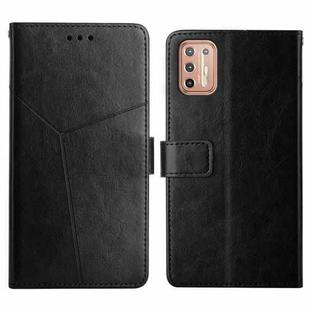 For Motorola Moto G9 Plus Y Stitching Horizontal Flip Leather Phone Case with Holder & Card Slots & Wallet & Photo Frame(Black)