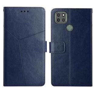 For Motorola Moto G9 Power Y Stitching Horizontal Flip Leather Phone Case with Holder & Card Slots & Wallet & Photo Frame(Blue)