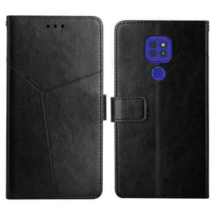 For Motorola Moto G9 / G9 Play Y Stitching Horizontal Flip Leather Phone Case with Holder & Card Slots & Wallet & Photo Frame(Black)