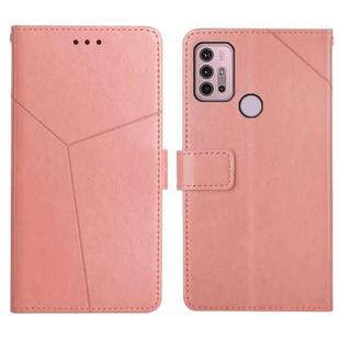 For Motorola Moto G10 / G20 / G30 Y Stitching Horizontal Flip Leather Phone Case with Holder & Card Slots & Wallet & Photo Frame(Rose Gold)