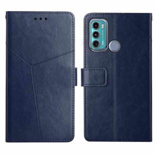 For Motorola Moto G40 / G60 Y Stitching Horizontal Flip Leather Phone Case with Holder & Card Slots & Wallet & Photo Frame(Blue)