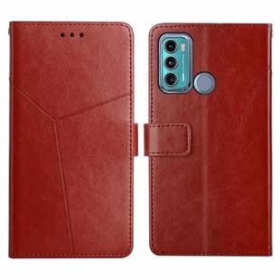 For Motorola Moto G40 / G60 Y Stitching Horizontal Flip Leather Phone Case with Holder & Card Slots & Wallet & Photo Frame(Brown)