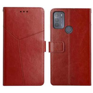 For Motorola Moto G50 Y Stitching Horizontal Flip Leather Phone Case with Holder & Card Slots & Wallet & Photo Frame(Brown)
