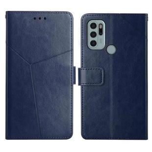 For Motorola Moto G60S Y Stitching Horizontal Flip Leather Phone Case with Holder & Card Slots & Wallet & Photo Frame(Blue)