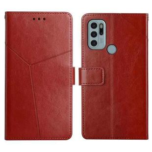 For Motorola Moto G60S Y Stitching Horizontal Flip Leather Phone Case with Holder & Card Slots & Wallet & Photo Frame(Brown)