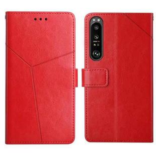 For Sony Xperia 1 III Y Stitching Horizontal Flip Leather Phone Case with Holder & Card Slots & Wallet & Photo Frame(Red)