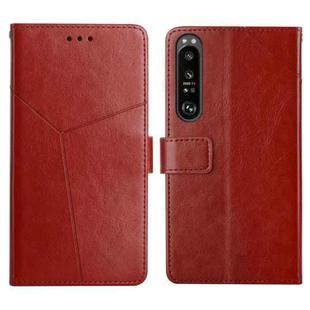 For Sony Xperia 1 III Y Stitching Horizontal Flip Leather Phone Case with Holder & Card Slots & Wallet & Photo Frame(Brown)