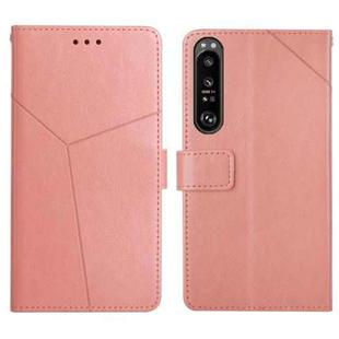 For Sony Xperia 1 III Y Stitching Horizontal Flip Leather Phone Case with Holder & Card Slots & Wallet & Photo Frame(Rose Gold)