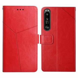 For Sony Xperia 5 III Y Stitching Horizontal Flip Leather Phone Case with Holder & Card Slots & Wallet & Photo Frame(Red)