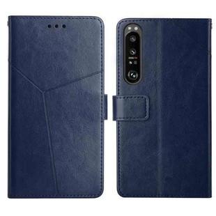 For Sony Xperia 5 III Y Stitching Horizontal Flip Leather Phone Case with Holder & Card Slots & Wallet & Photo Frame(Blue)
