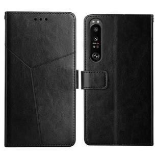 For Sony Xperia 5 III Y Stitching Horizontal Flip Leather Phone Case with Holder & Card Slots & Wallet & Photo Frame(Black)