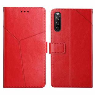 For Sony Xperia 10 III Y Stitching Horizontal Flip Leather Phone Case with Holder & Card Slots & Wallet & Photo Frame(Red)