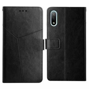 For Sony Xperia Ace II Y Stitching Horizontal Flip Leather Phone Case with Holder & Card Slots & Wallet & Photo Frame(Black)