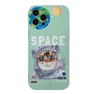Space Cat IMD TPU Shockproof Phone Case For iPhone 13(Green)