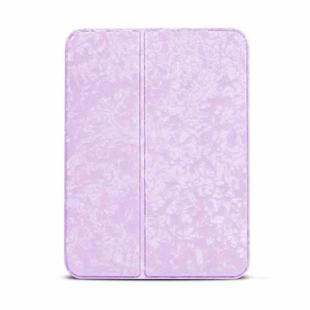 For iPad mini 6 Shell Texture Dual-Folding Horizontal Flip Leather Tablet Case with Holder & Sleep / Wake-up Function(Light Purple)