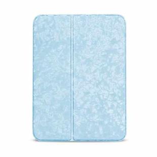 For iPad mini 6 Shell Texture Dual-Folding Horizontal Flip Leather Tablet Case with Holder & Sleep / Wake-up Function(Sky Blue)