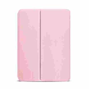 For iPad mini 6 Pure Color Dual-Folding Horizontal Flip Leather Tablet Case with Holder & Sleep / Wake-up Function(Pink)