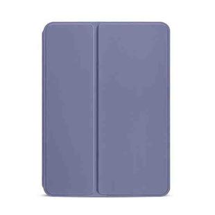 For iPad mini 6 Pure Color Dual-Folding Horizontal Flip Leather Tablet Case with Holder & Sleep / Wake-up Function(Purple)
